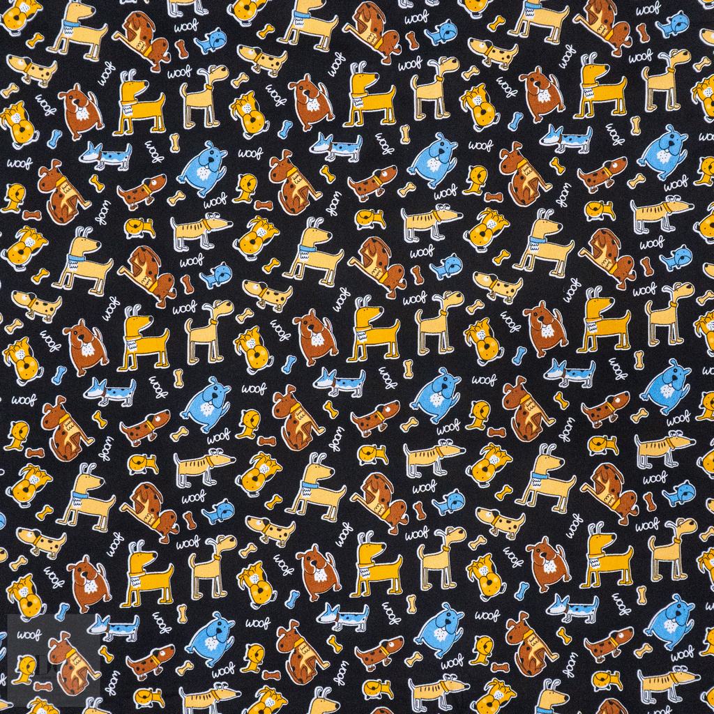 115PPC5F229231.jpg 115CM PRINTED POLY COTTON DOGS BLACK - Image 1