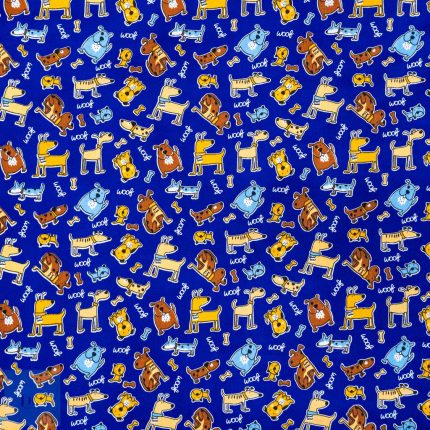 115CM PRINTED POLY COTTON DOGS ROYAL