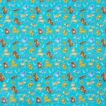 115CM PRINTED POLY COTTON DOGS TURQ