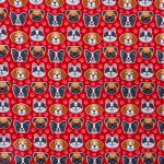 115CM PRINTED POLY COTTON DOG FACE RED