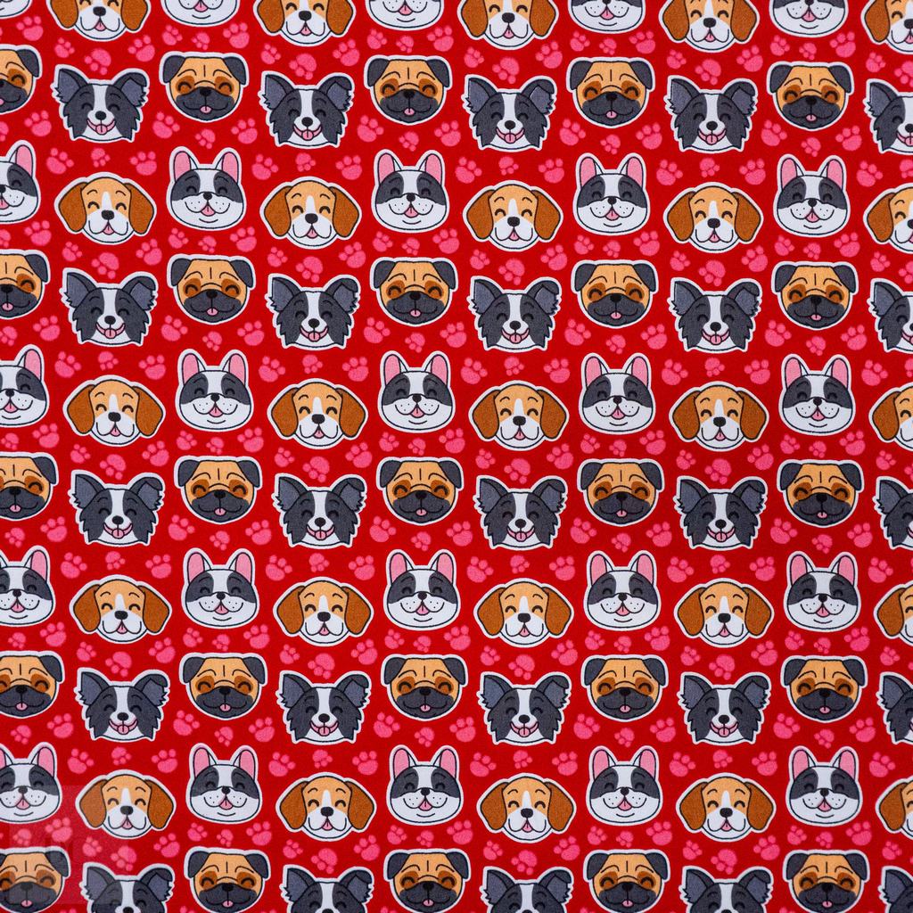 115PPC5F233231.jpg 115CM PRINTED POLY COTTON DOG FACE RED - Image 1