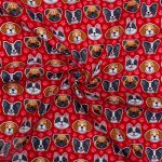 115CM PRINTED POLY COTTON DOG FACE RED - Image 2