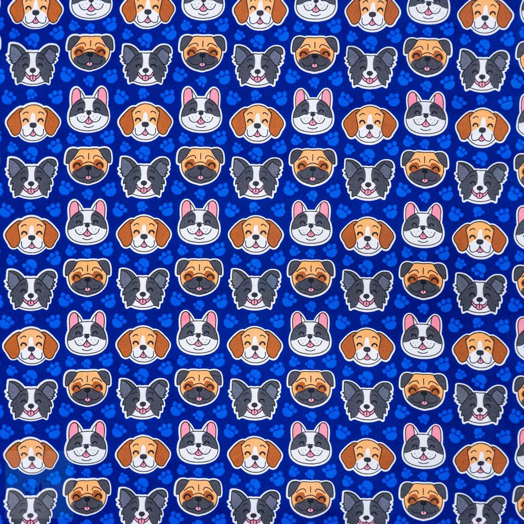 115PPC5F234231.jpg 115CM PRINTED POLY COTTON DOG FACE ROYAL - Image 1