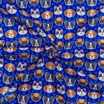 115CM PRINTED POLY COTTON DOG FACE ROYAL - Image 2