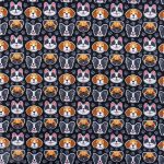 115CM PRINTED POLY COTTON DOG FACE BLACK