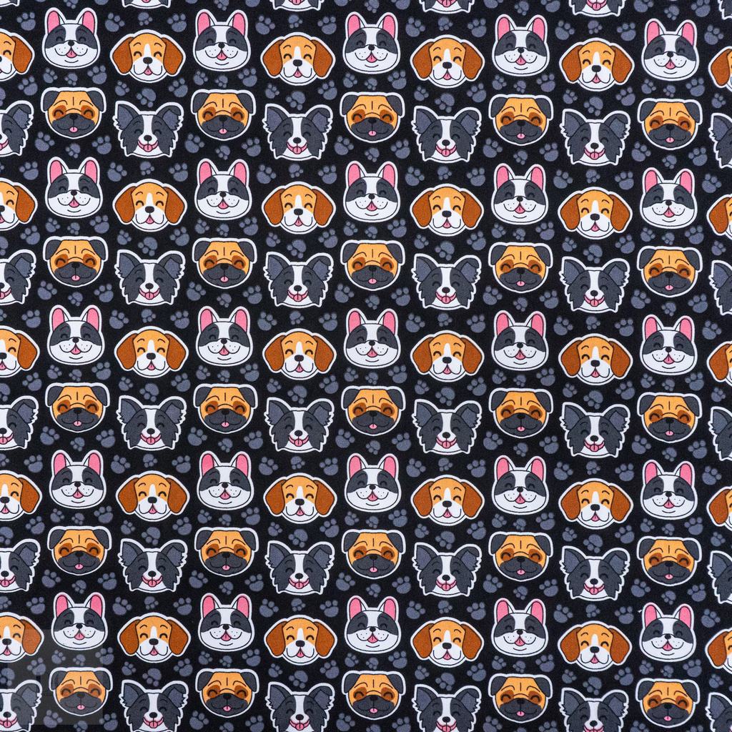 115PPC5F235231.jpg 115CM PRINTED POLY COTTON DOG FACE BLACK - Image 1