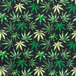 115CM PRINTED POLY COTTON LEAVES BLACK - Image 2