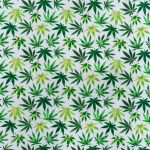 115CM PRINTED POLY COTTON LEAVES WHITE