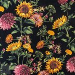 115CM PRINTED POLY COTTON SUNFLOWER BLACK