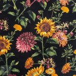 115CM PRINTED POLY COTTON SUNFLOWER BLACK - Image 2