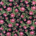 115CM PRINTED POLY COTTON SMALL PROTEA BLACK