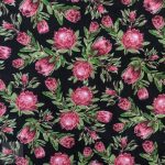 115CM PRINTED POLY COTTON SMALL PROTEA BLACK - Image 2
