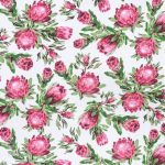 115CM PRINTED POLY COTTON SMALL PROTEA WHITE - Image 2