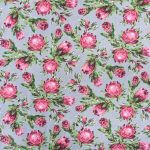 115CM PRINTED POLY COTTON SMALL PROTEA GREY