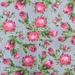 115CM PRINTED POLY COTTON SMALL PROTEA GREY - Image 2