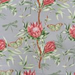 115CM PRINTED POLY COTTON BIG PROTEA GREY - Image 2
