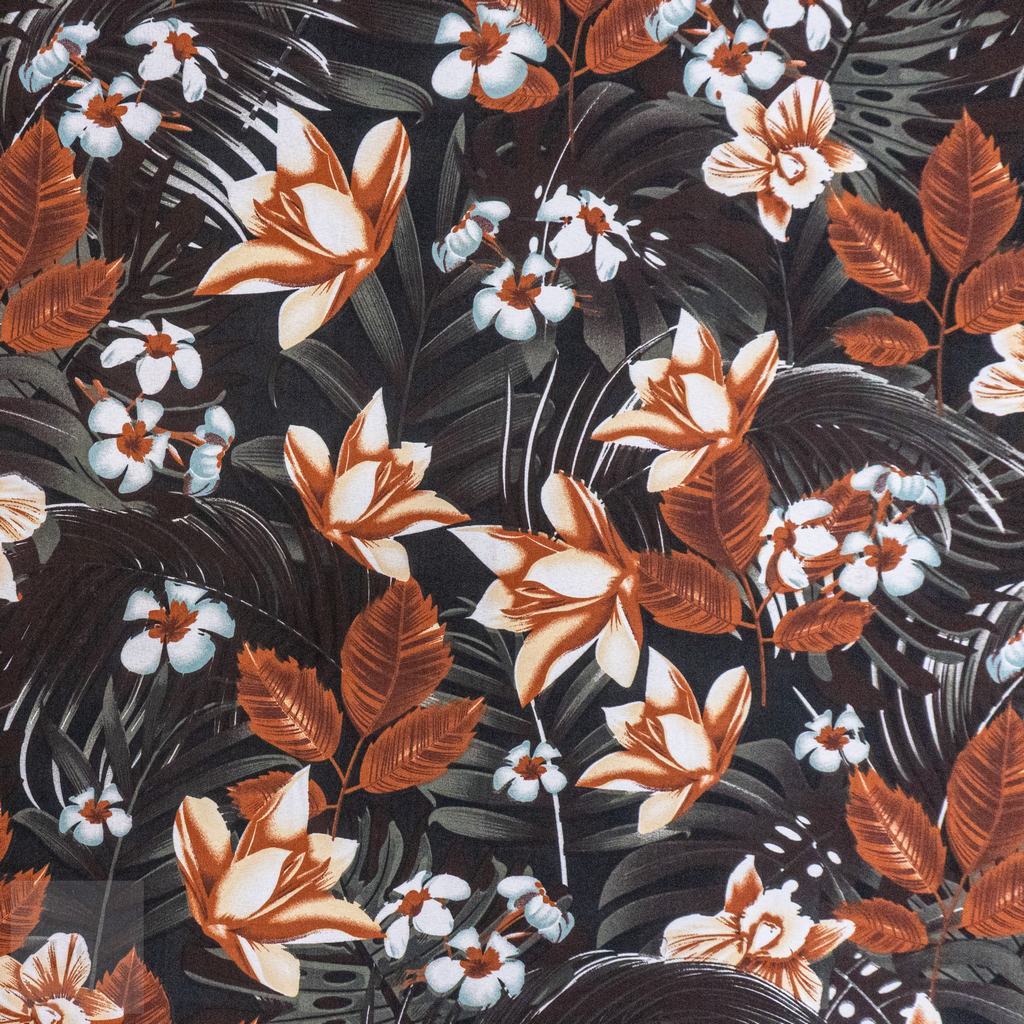 115PPC5F248231.jpg 115CM PRINTED POLY COTTON LILY BLACK - Image 1