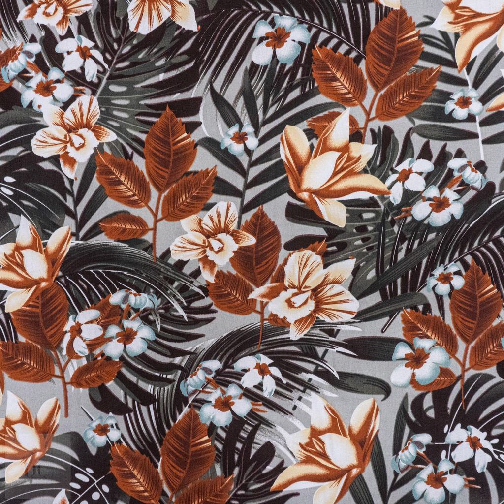 115PPC5F250231.jpg 115CM PRINTED POLY COTTON LILY GREY - Image 1