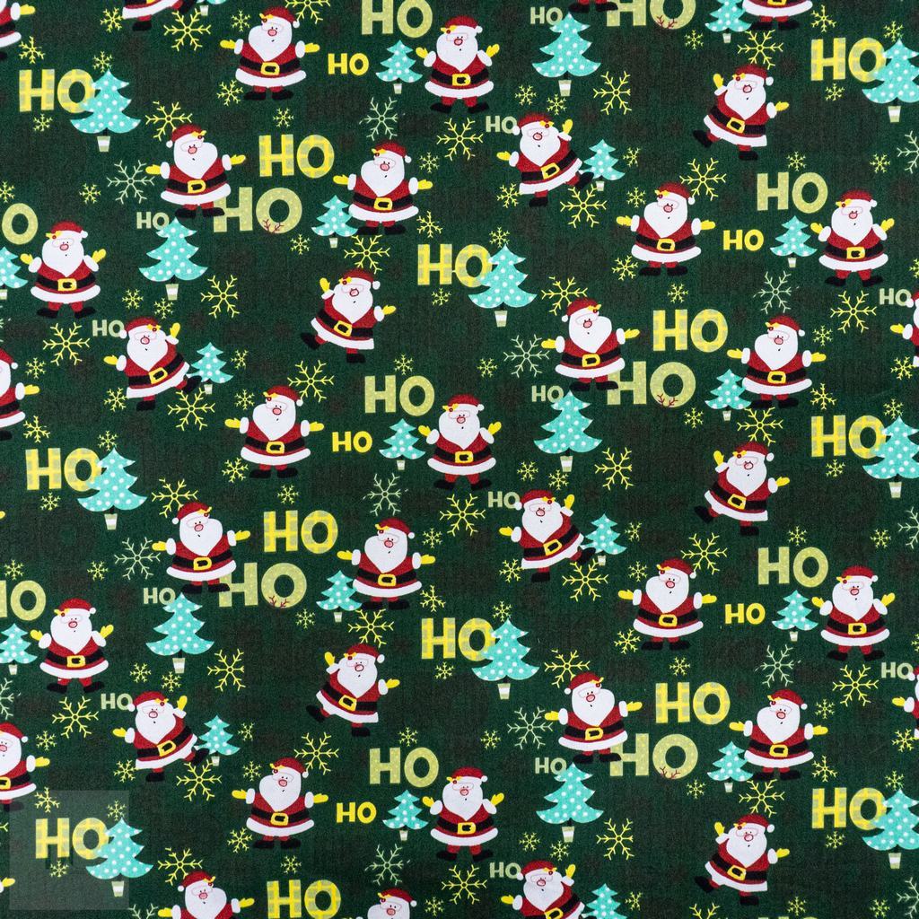 115PPC5F252231.jpg 115CM PRINTED POLY COTTON HO HO GREEN - Image 1