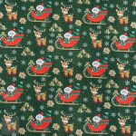 115CM PRINTED POLY COTTON DEER GREEN - Image 2