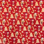 115CM PRINTED POLY COTTON GINGER BREAD RED