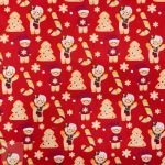 115CM PRINTED POLY COTTON GINGER BREAD RED - Image 2
