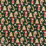 115CM PRINTED POLY COTTON GINGER BREAD GREEN