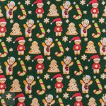 115CM PRINTED POLY COTTON GINGER BREAD GREEN - Image 2