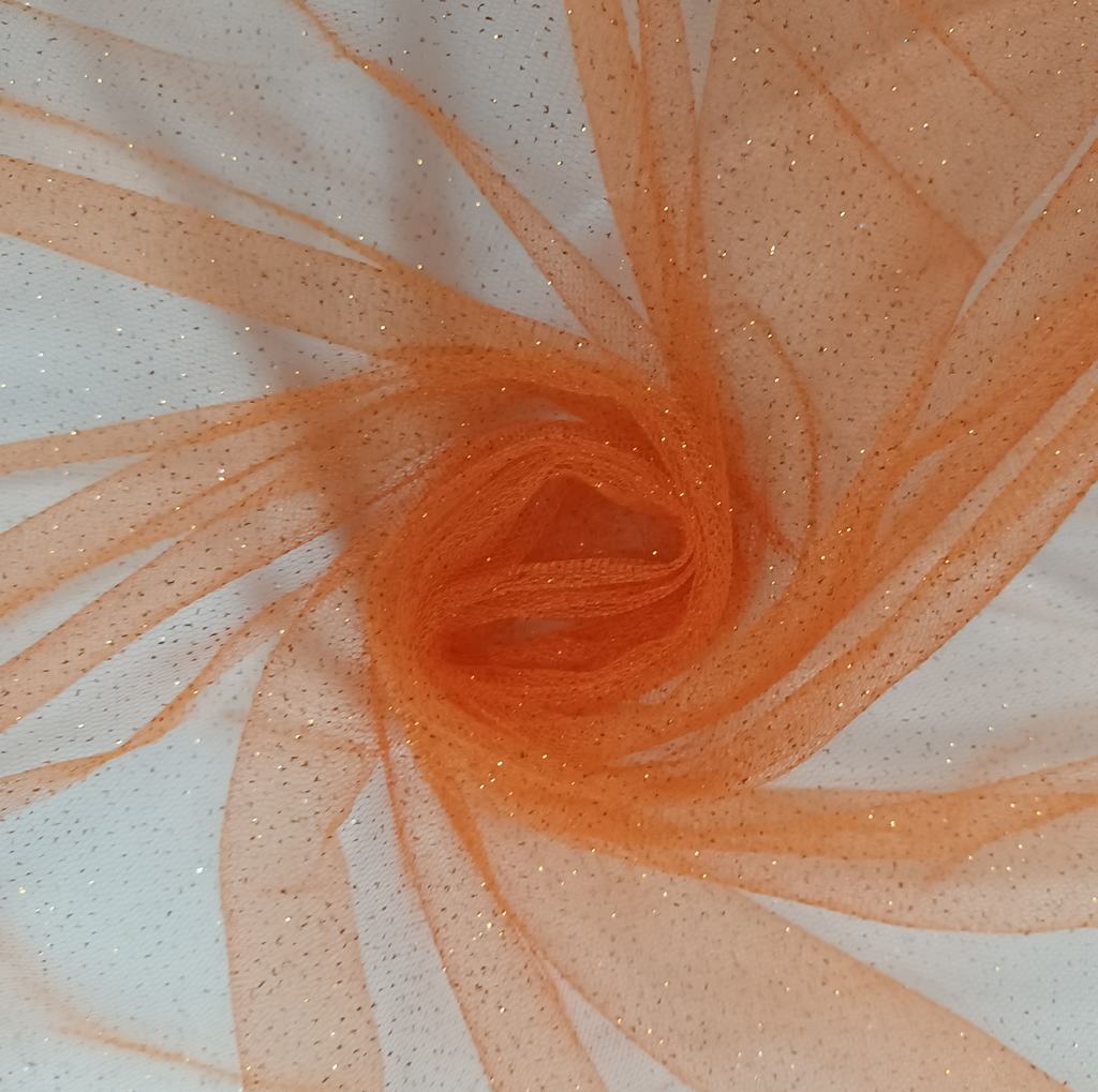 150GT5FORANGE-1.jpg 150CM GLITTER TULLE-ORANGE - Image 1